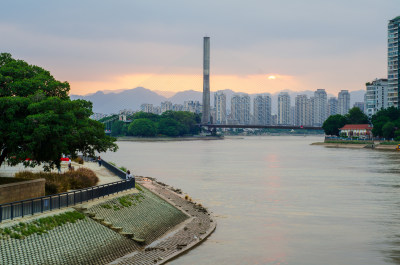 福建福州闽江沿岸城市风光