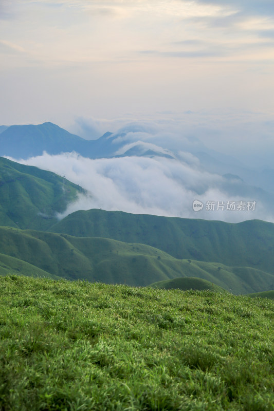 唯美清晨高山日出云海 武功山高山草甸