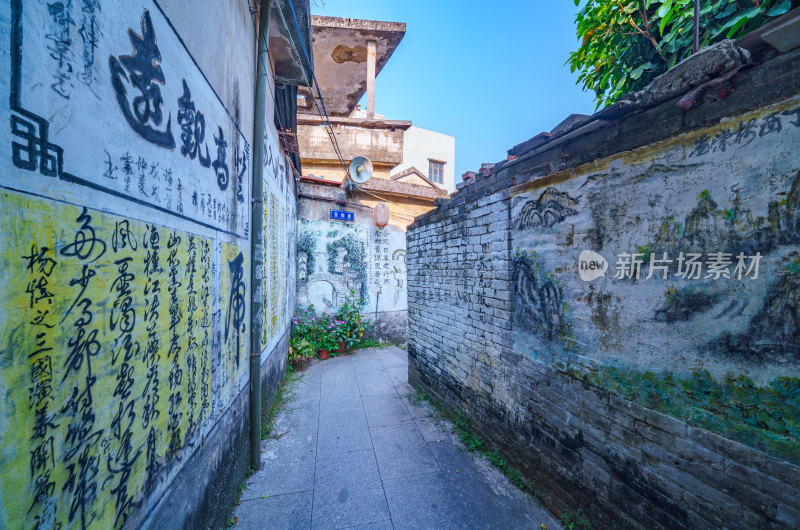 广州番禺沙湾古镇中式传统岭南建筑民居墙画