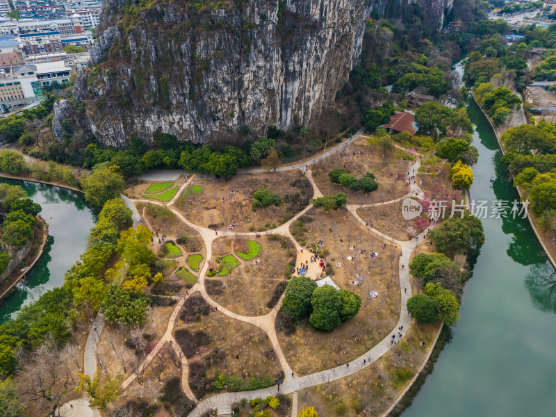 广西桂林春季南溪山公园航拍