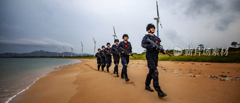 威海海岸警察荣成港西那香海海岸沙滩巡逻