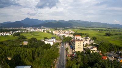 航拍韶关乐昌廊田美丽的乡村风景