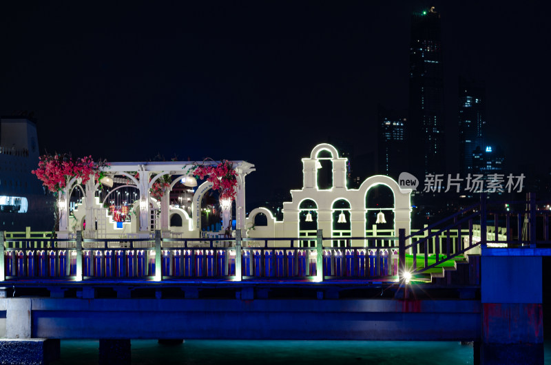 青岛奥帆中心夜景，婚礼夜景打卡地