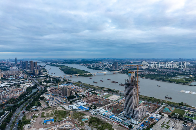 广州城市夕阳晚霞航拍摄影图