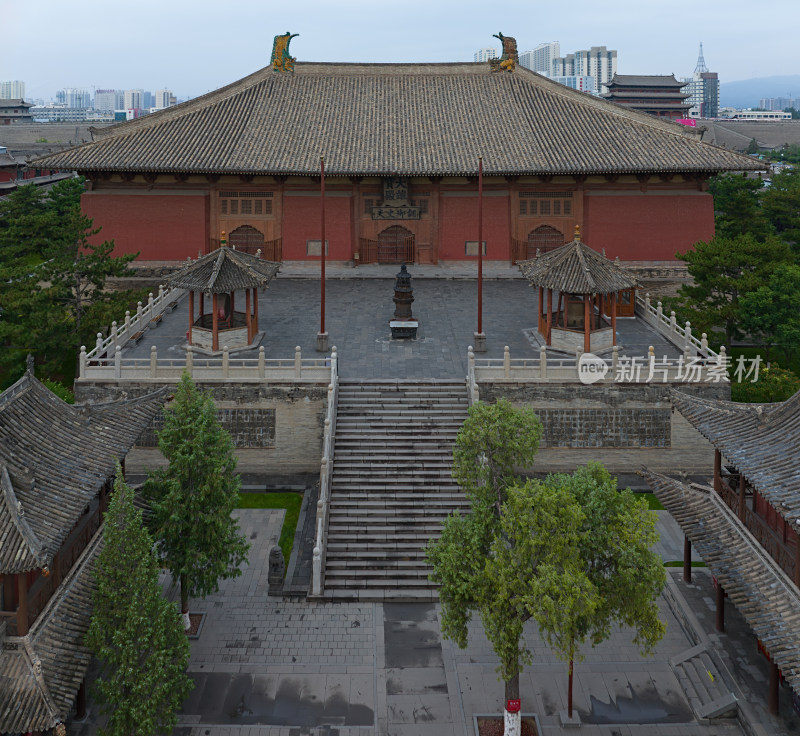 华严寺古色古香的传统古建筑全景