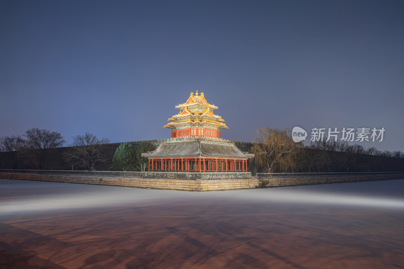 北京故宫角楼冬季夜景