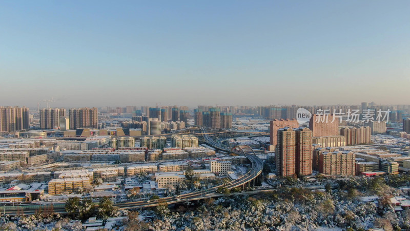 山东济南城市雪景