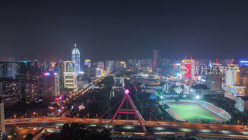 青海西宁夜景西宁中心广场西宁昆仑桥夜景