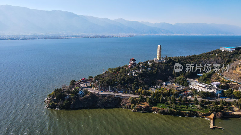 山水禅意大理洱海边罗荃半岛航拍