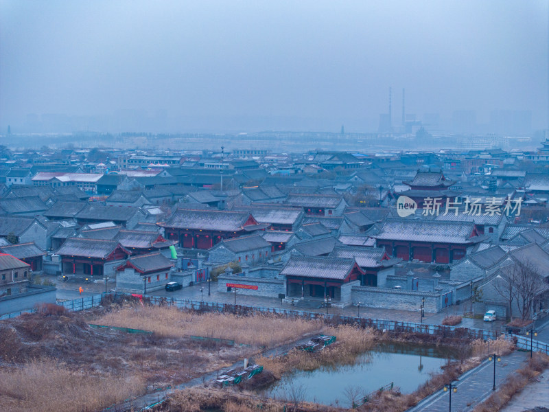 河南商丘古城雪景航拍