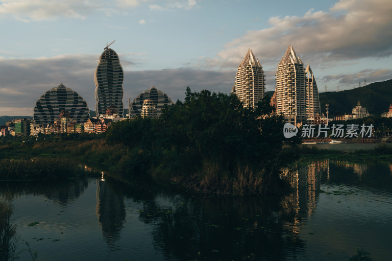 西双版纳景洪市的建筑和景观