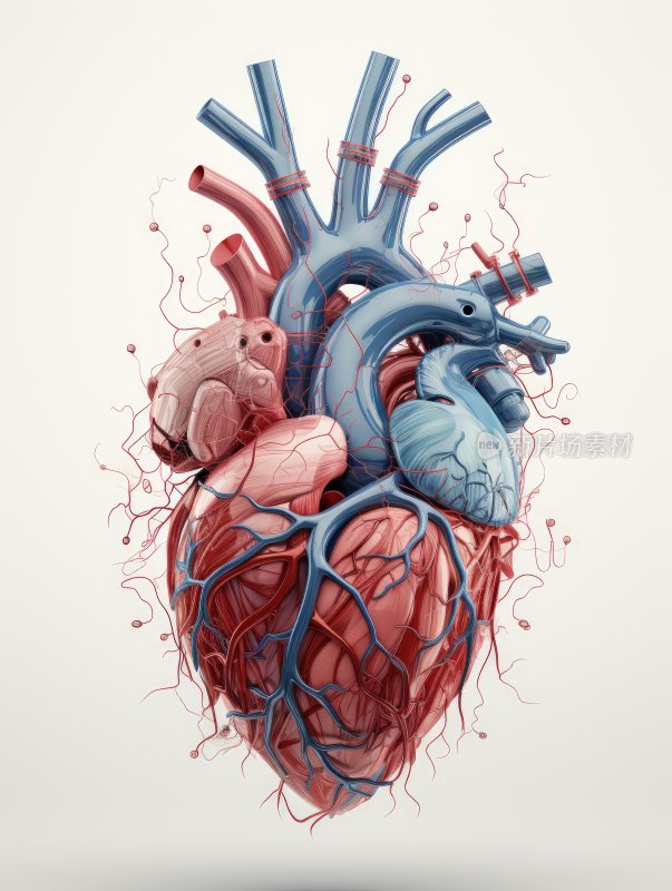 医学科普插图，人类心脏组织结构