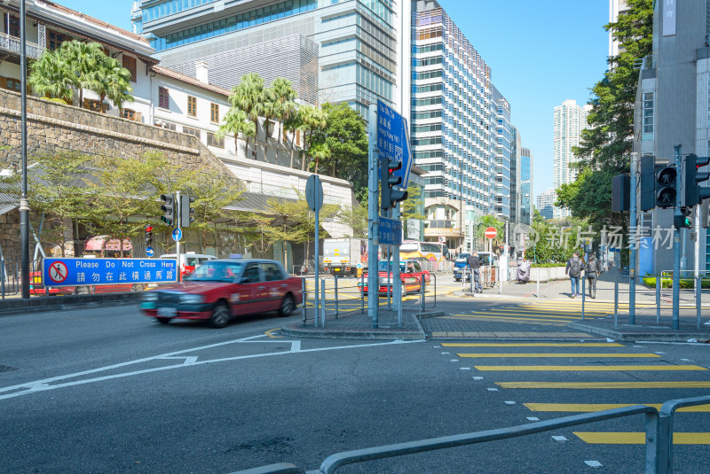 香港尖沙咀城市街道公路与高楼建筑景观