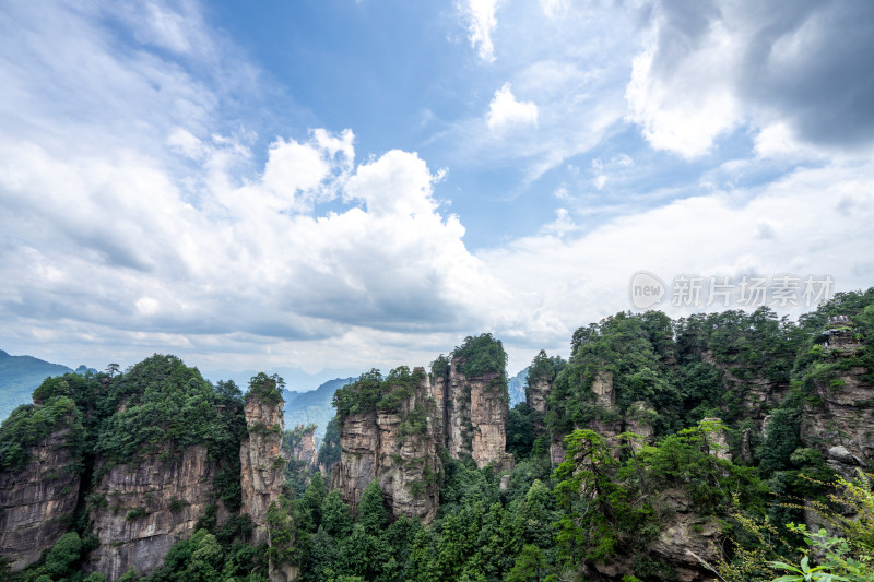 中国湖南张家界景区奇特山峰与茂密森林