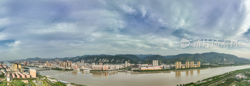 河南宜阳城市风景航拍全景图