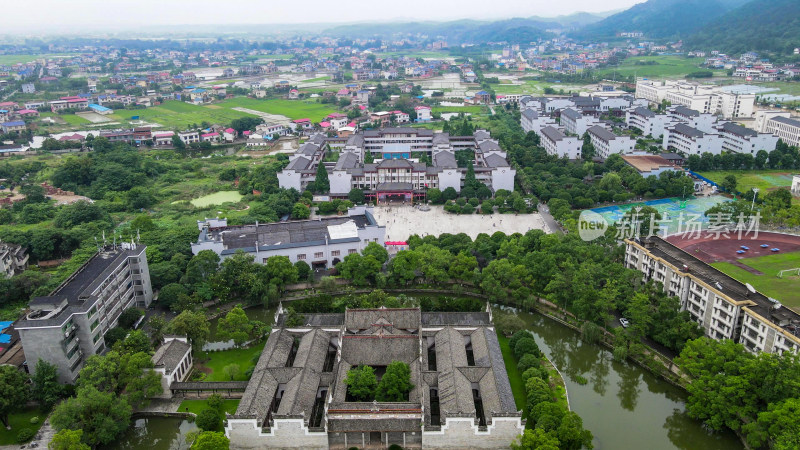 航拍湖南湘乡市东山书院4A景区