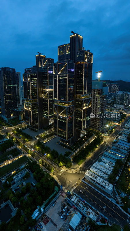 广东深圳天空之城万科云城夜景航拍