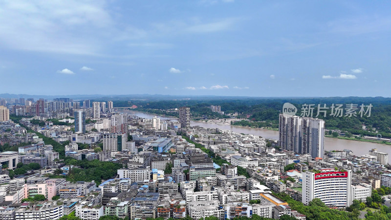 航拍四川乐山城市建设乐山大景