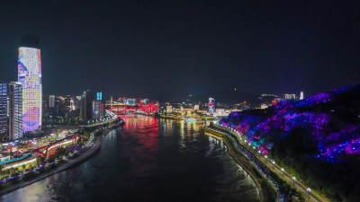 航拍四川宜宾夜景宜宾城市风光摄影图