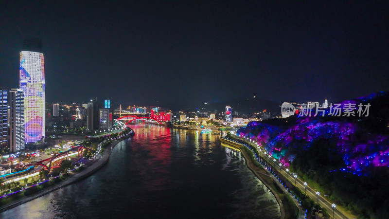 航拍四川宜宾夜景宜宾城市风光摄影图