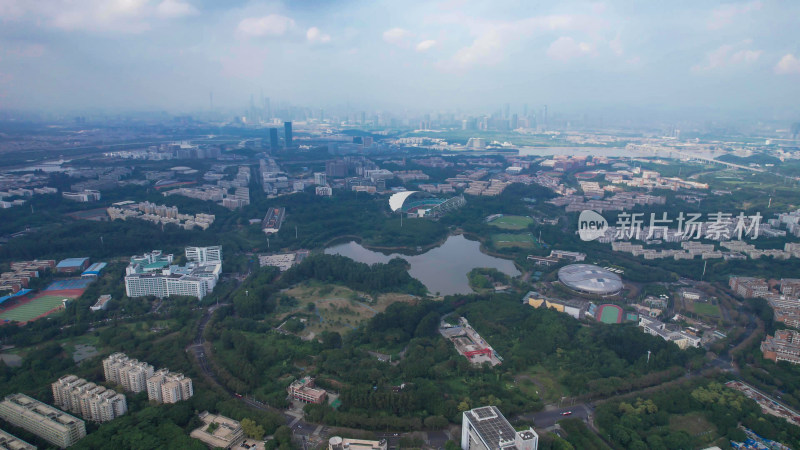 广州城市大景大学城航拍图