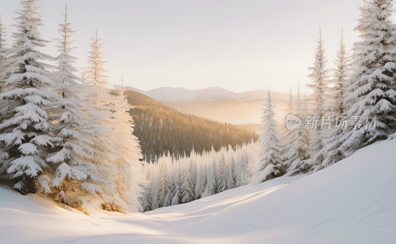 冬季森林白雪覆盖风景