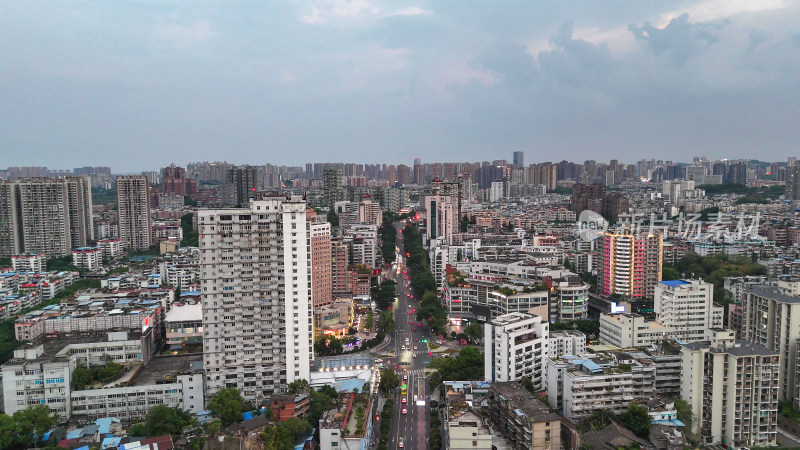 航拍四川自贡大景自贡城市建设