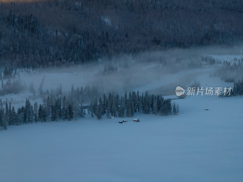 新疆北疆阿勒泰喀纳斯冬季雪景童话世界航拍