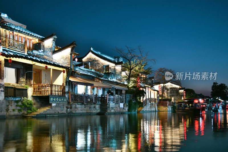 江南水乡西塘古镇景区夜景