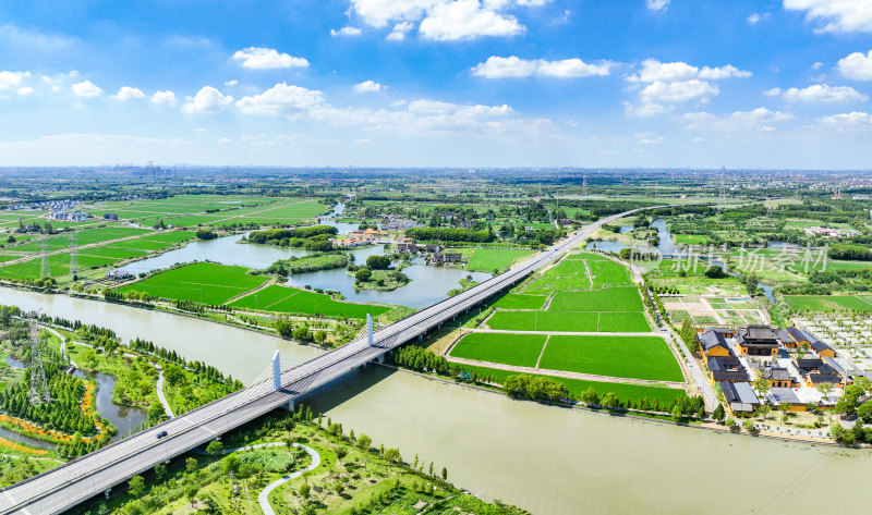 航拍江苏省苏州市田园乡村风光大景