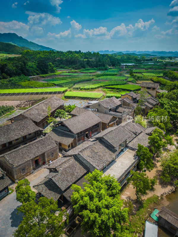 航拍桂林大圩东漓古村风光