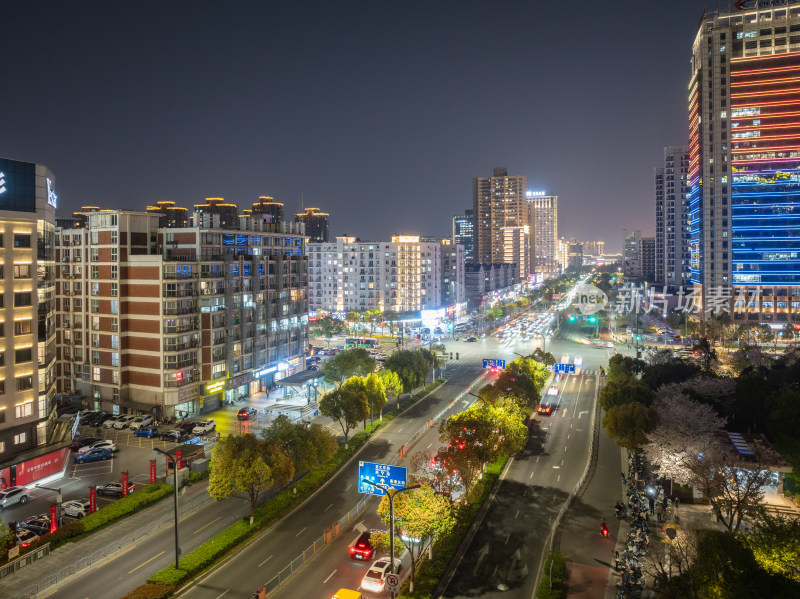 宁波鄞州都市夜景的流光溢彩