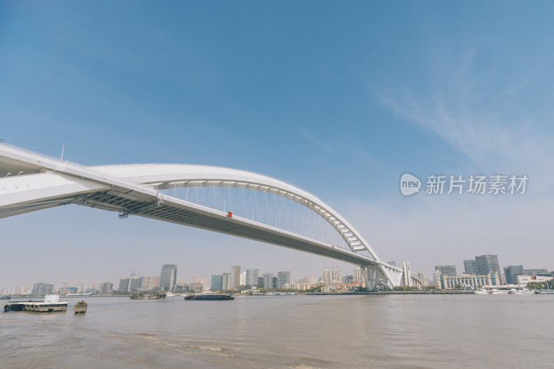 蓝天下的上海卢浦大桥