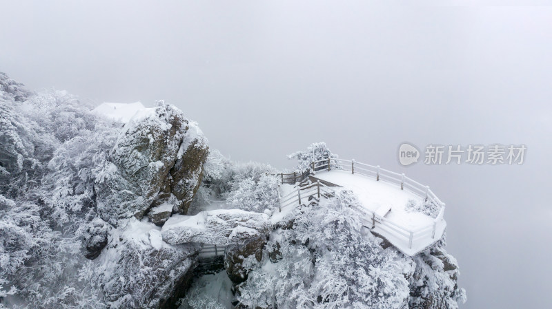 山川大雪云海航拍风景观景台