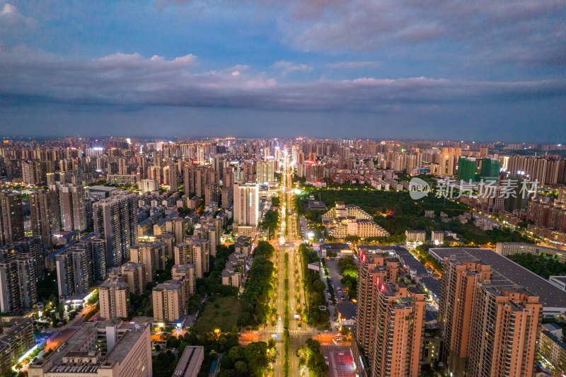 航拍衡阳城市夜景风光