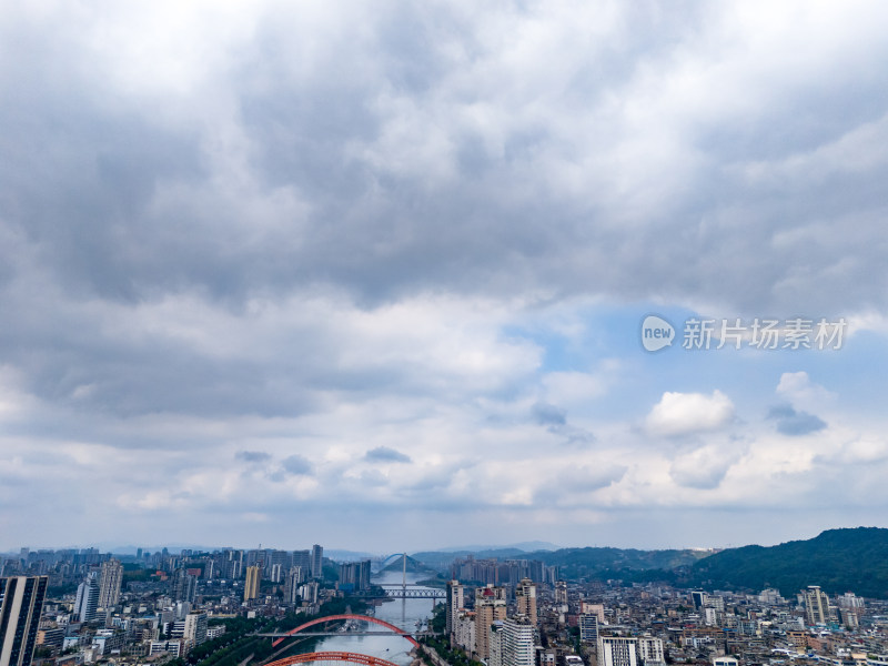 四川宜宾城市风光天空航拍图