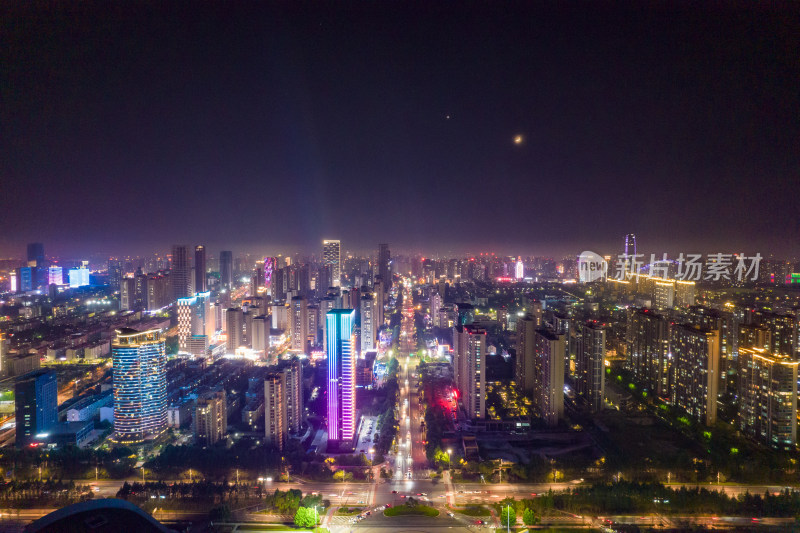 山东日照城市夜景灯光航拍摄影图