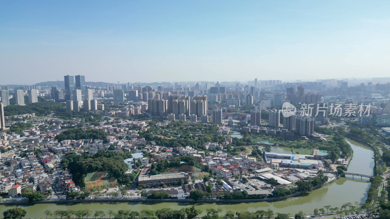 航拍江门大景江门城市建设