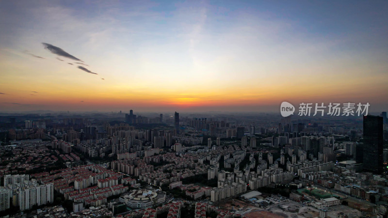 广东东莞日落晚霞城市夜景航拍