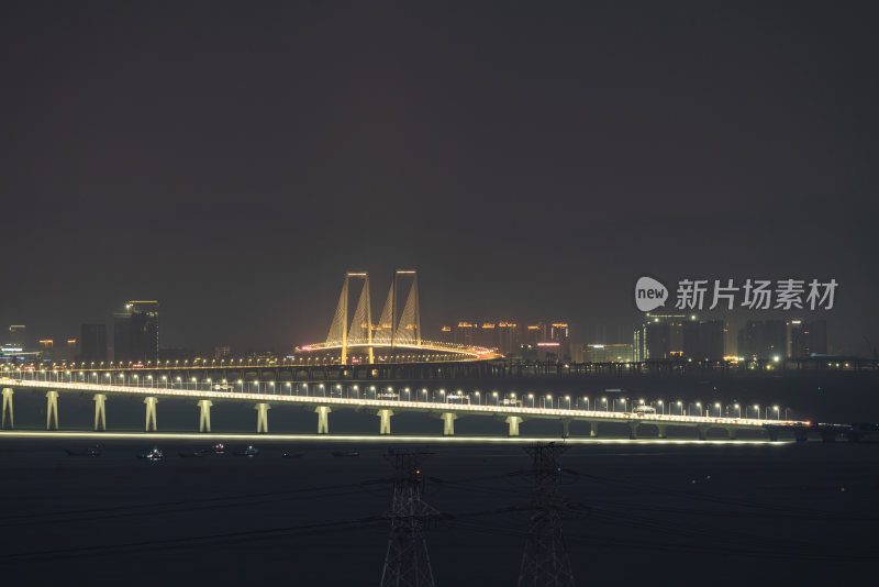 深中通道压力测试亮灯夜景