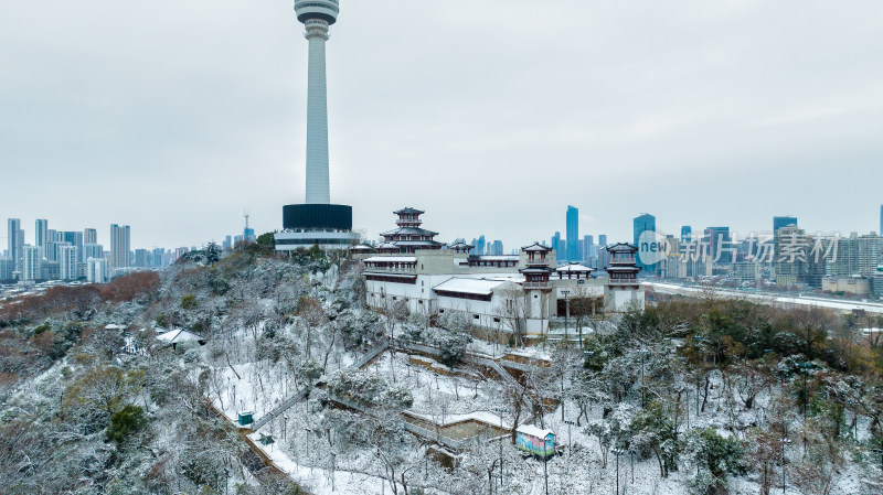 雪后的武汉龟山和计谋殿