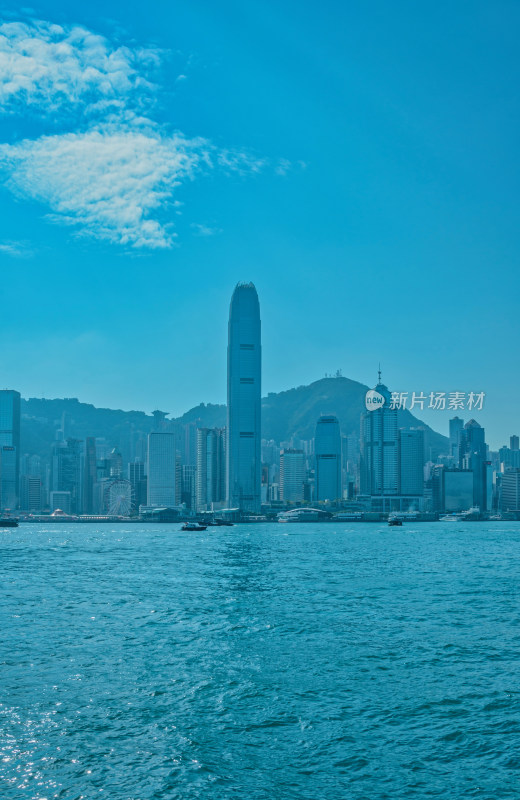 香港维多利亚港与中环CBD摩天大楼建筑