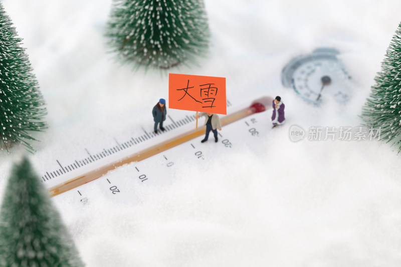 微缩创意大雪节气白雪温度计