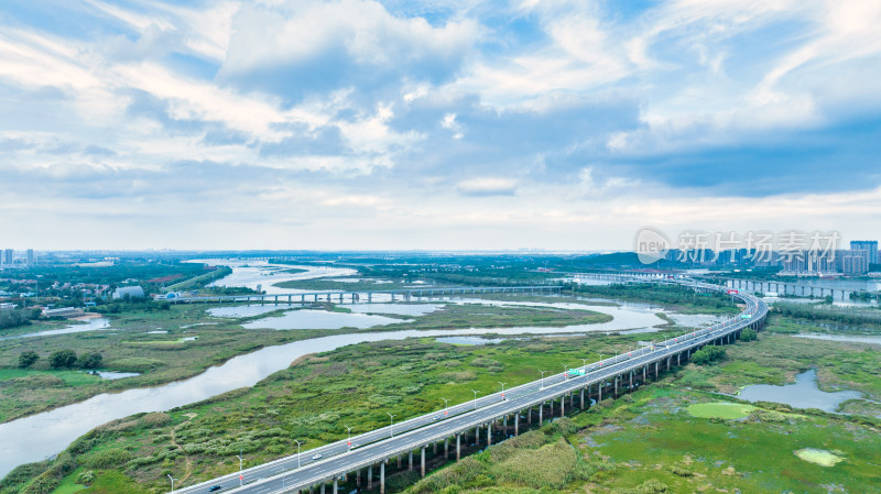 湖北省武汉市府河机场高速区域航拍