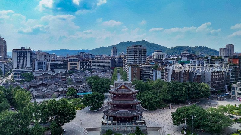 四川宜宾合江楼地标建筑航拍图