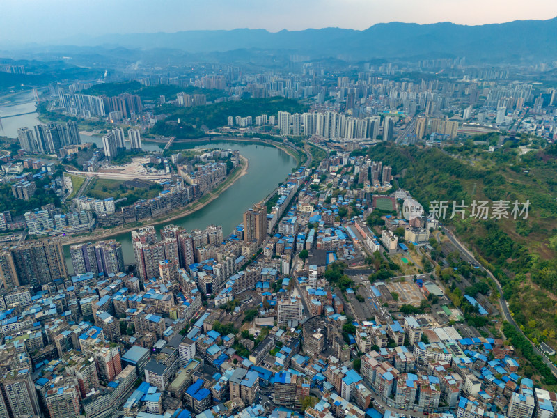 达州通川区城市建设航拍图