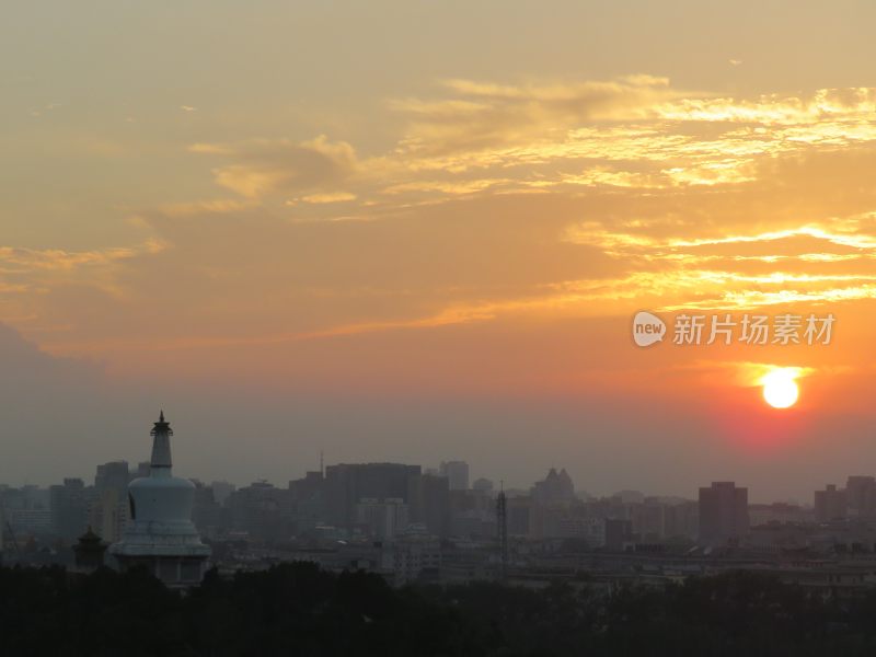 北京景山公园日落风景