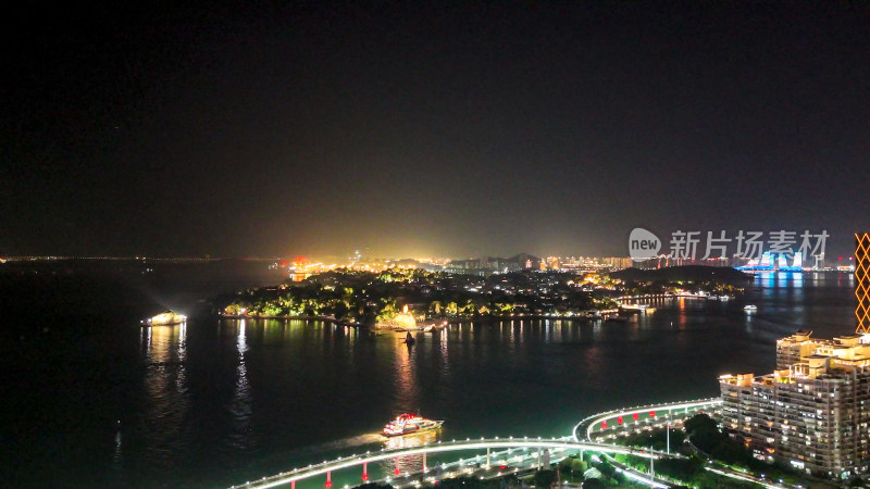 福建厦门城市夜景灯光航拍