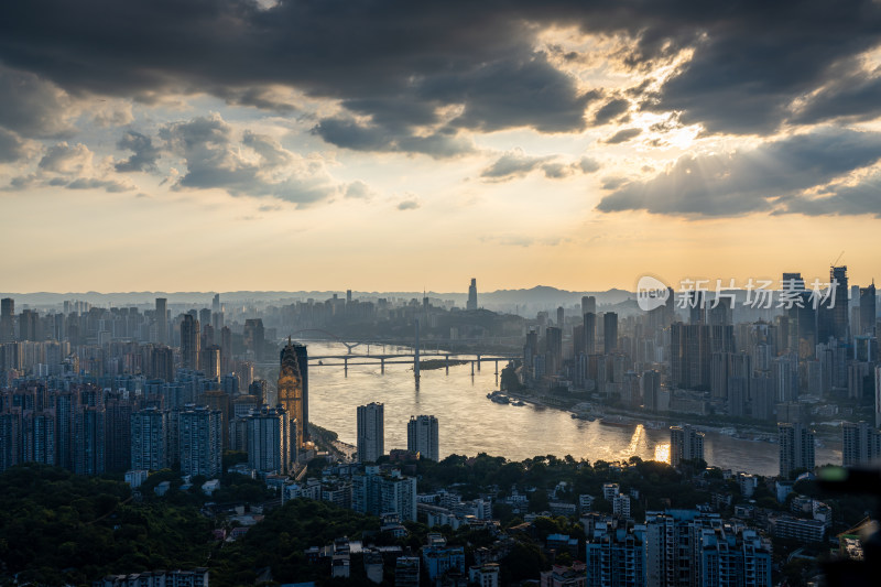 重庆城市天际线日落风景