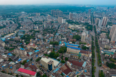 广西钦州城市大景航拍摄影图